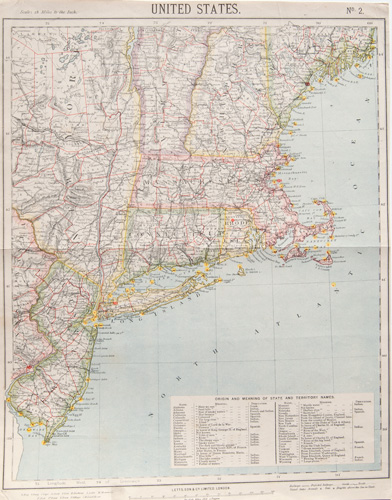 antique map of northeaster american state 1884